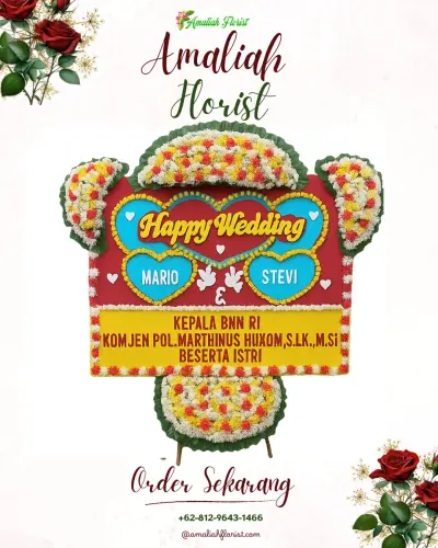 Karangan Papan Bunga Pernikahan di Treko